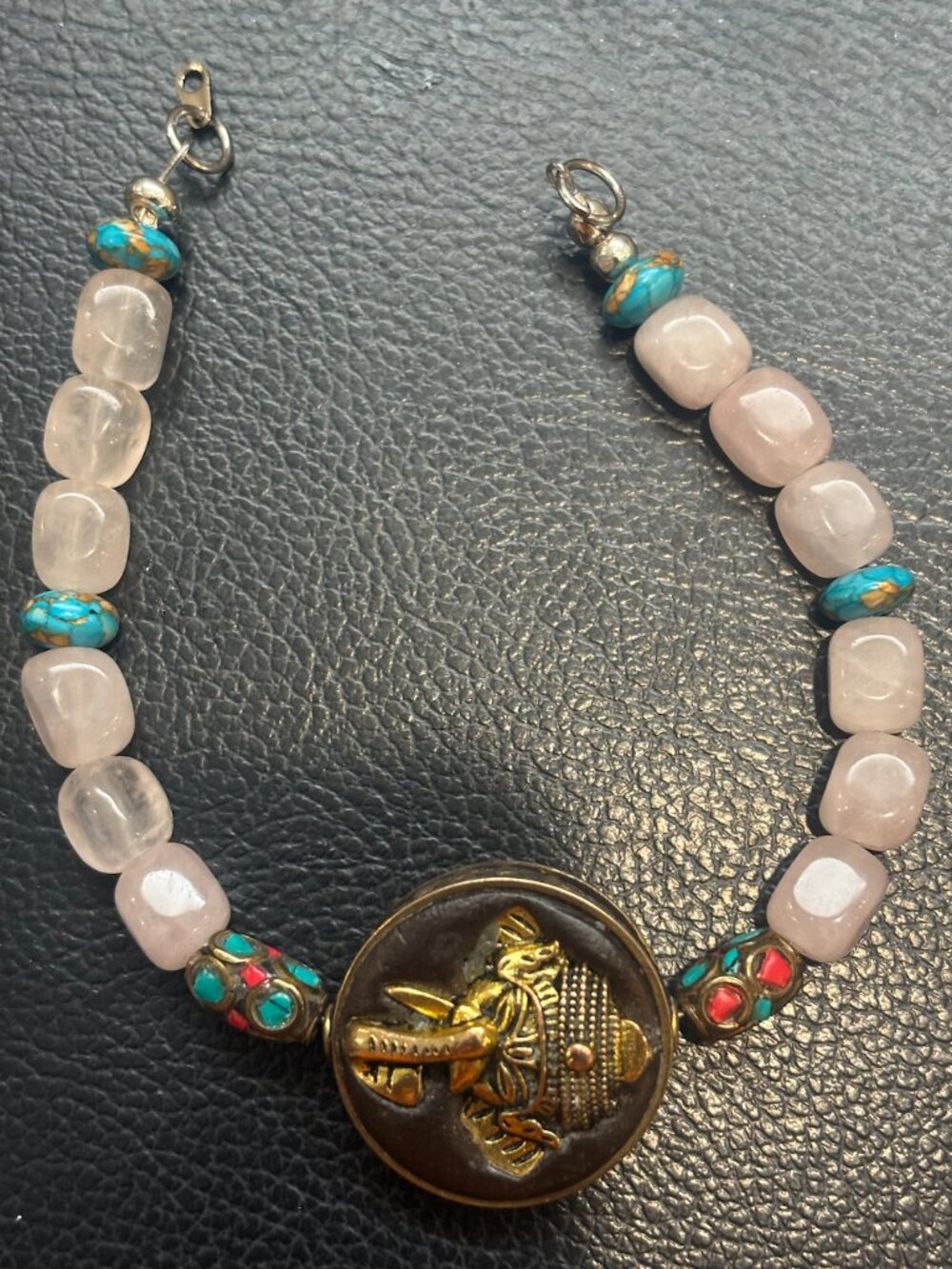 Boho Handcrafted Natural Stone Rose Quartz Bracelet Unisex